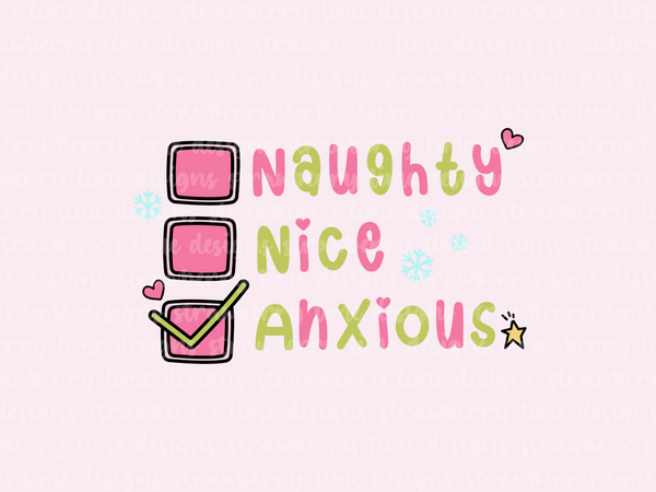 Naughty, Nice, Anxious Die Cut Sticker