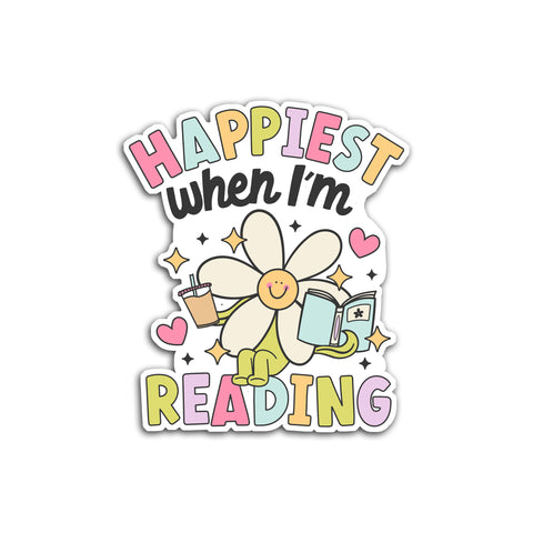Happiest When Reading Die Cut Sticker