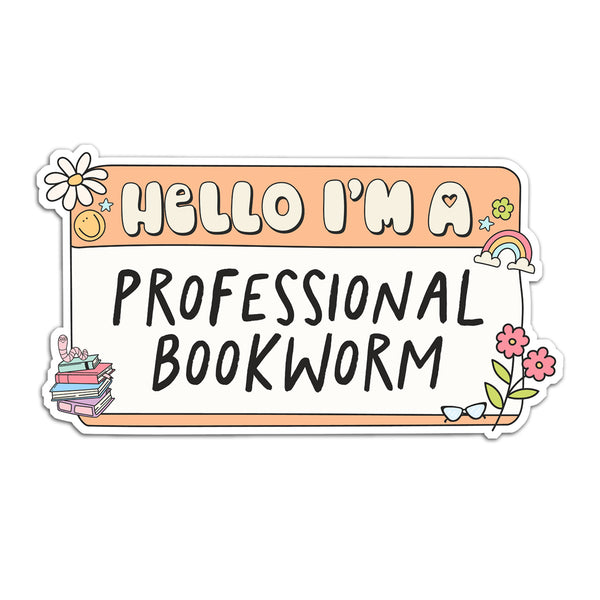 Professional Bookworm Die Cut Sticker