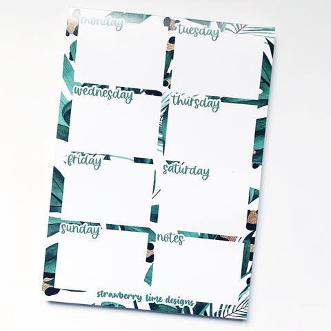 Tropical Leaves A5 Weekly Planner Notepad