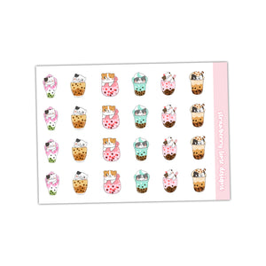 Icon Stickers - Bubble Tea Cats